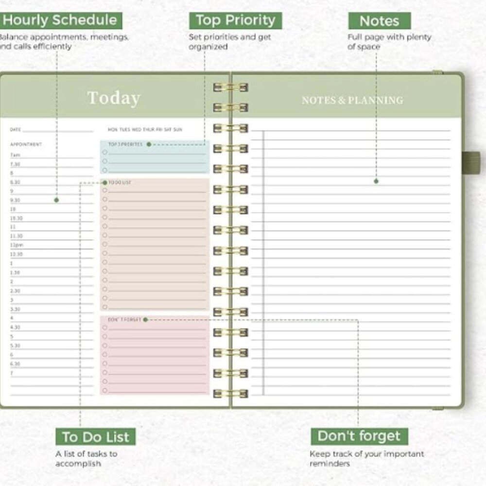 NEW Green Daily Planner Undated 100 Sheets - Picture 4 of 4